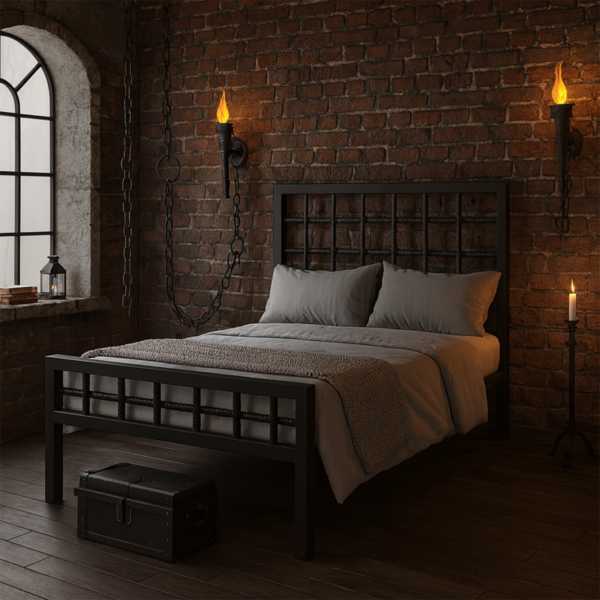 BDSM Bondage Bed Frame With Rebar Headboard