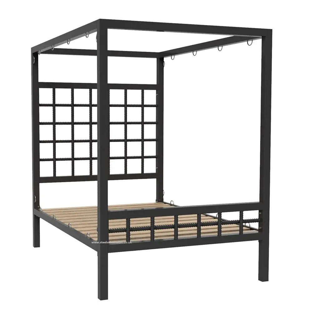 Four Poster BDSM Bondage Bed With Rebar Headboard - Image 3
