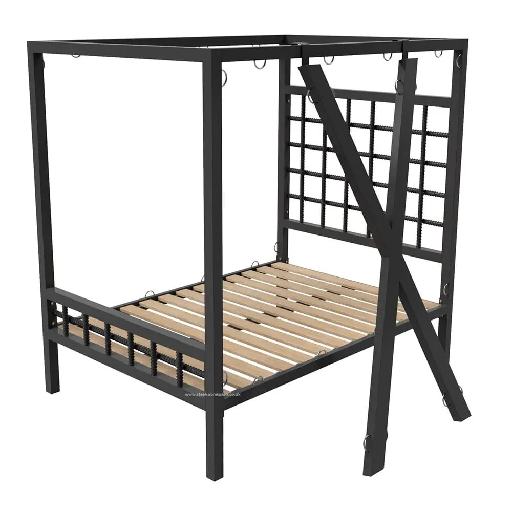 Four Poster BDSM Bondage Bed With Rebar Headboard - Image 4