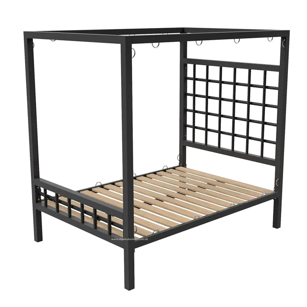 Four Poster BDSM Bondage Bed With Rebar Headboard