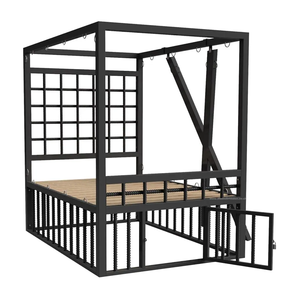 Four Poster BDSM Bondage Bed With Cage - Image 3