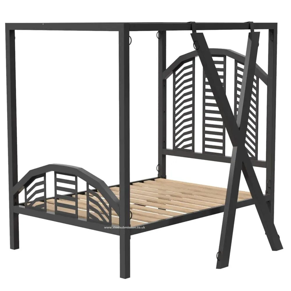 Four Poster BDSM Bondage Bed With Curved Headboard - Image 6