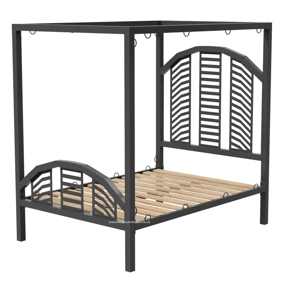 Four Poster BDSM Bondage Bed With Curved Headboard