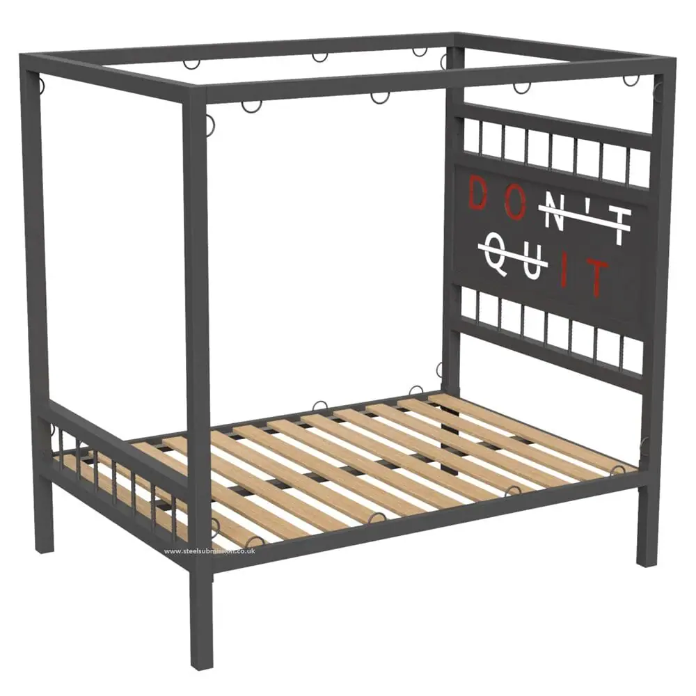 Four Poster BDSM Bondage Bed With Led Light Up Laser Cut Out Letters - Image 3