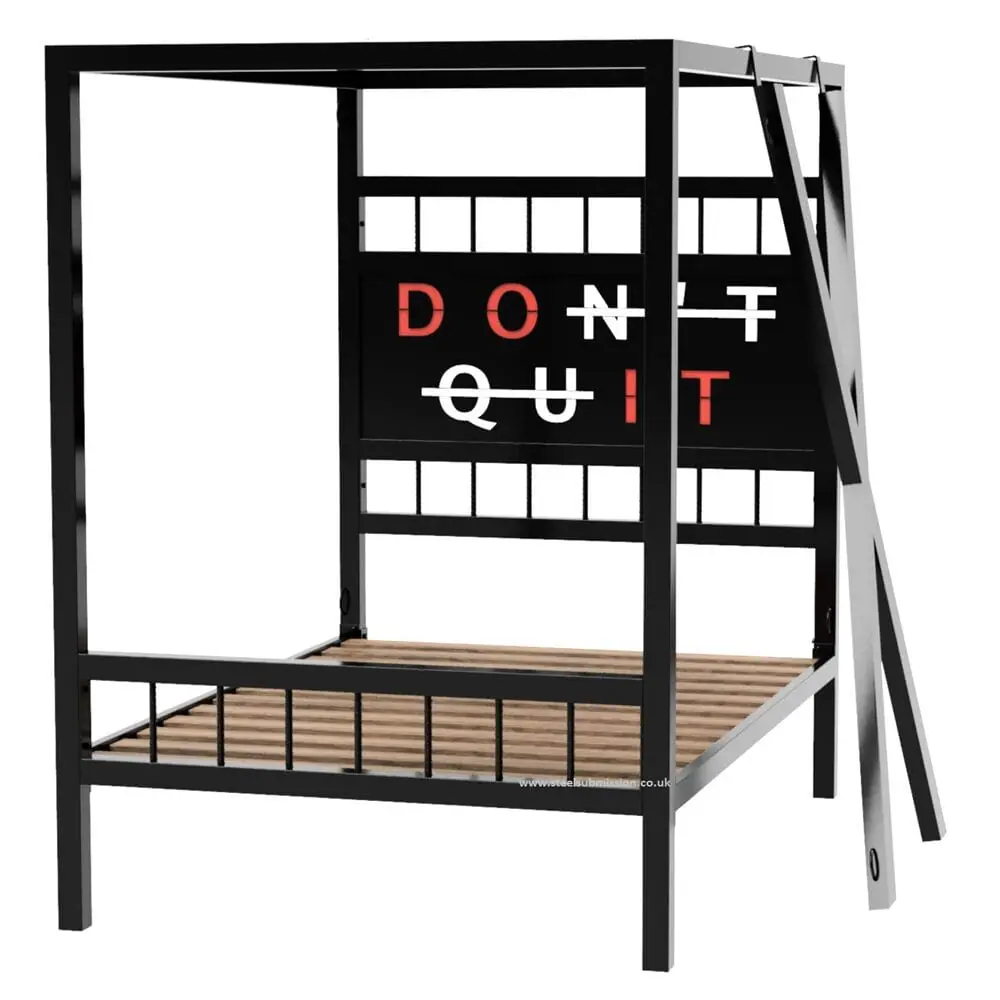 Four Poster BDSM Bondage Bed With Led Light Up Laser Cut Out Letters - Image 4