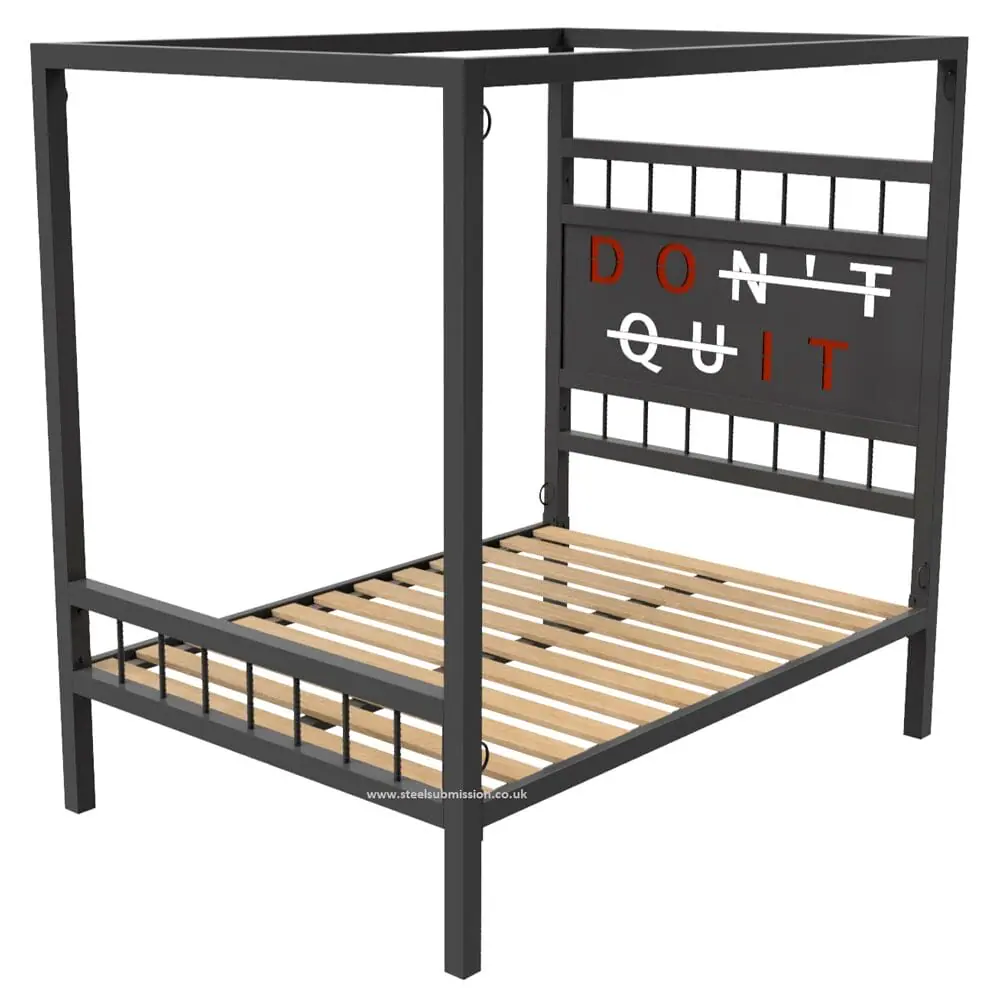 Four Poster BDSM Bondage Bed With Led Light Up Laser Cut Out Letters