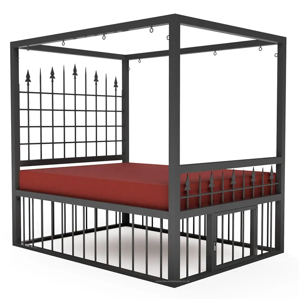 Four Poster Gothic Design BDSM Bondage Bed With Cage - Image 5