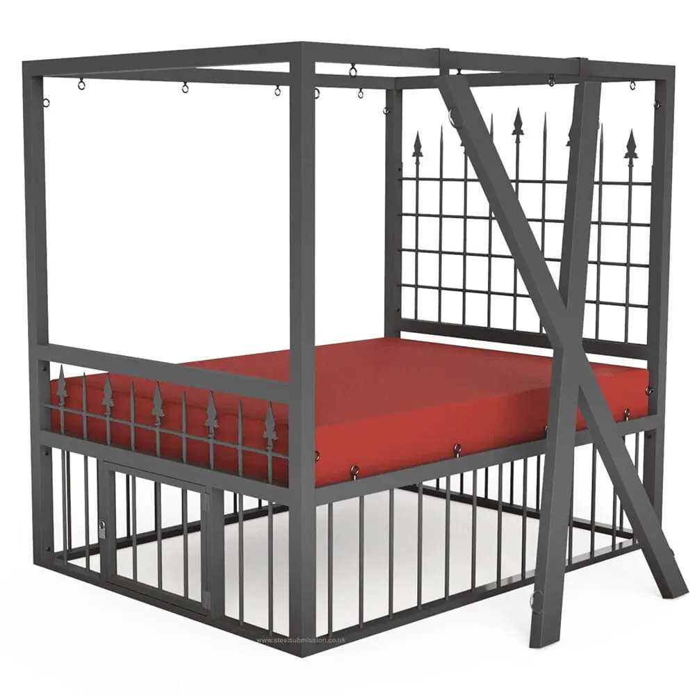 Four Poster Gothic Design BDSM Bondage Bed With Cage - Image 6