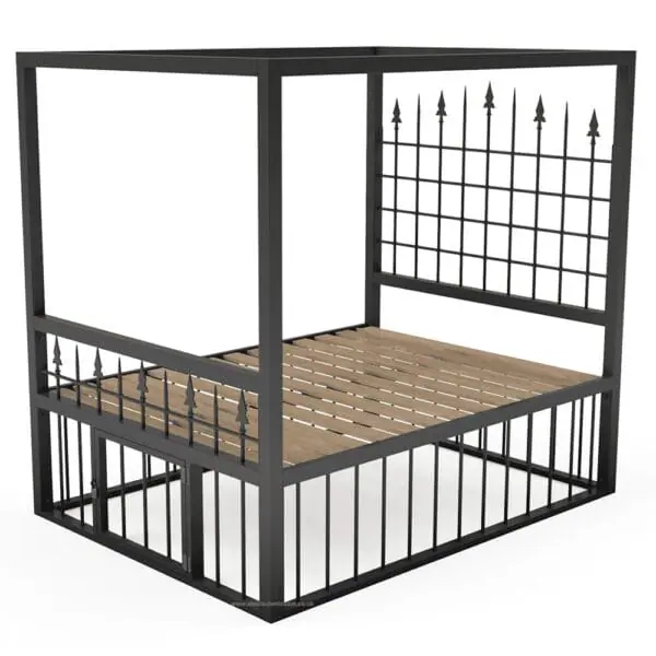 Four Poster Gothic Design BDSM Bondage Bed With Cage