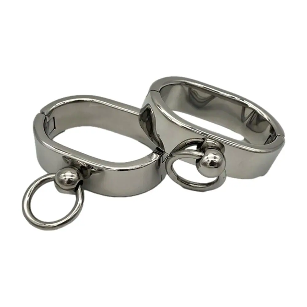 Pair of Oval Shaped Stainless Steel Wrist Cuffs