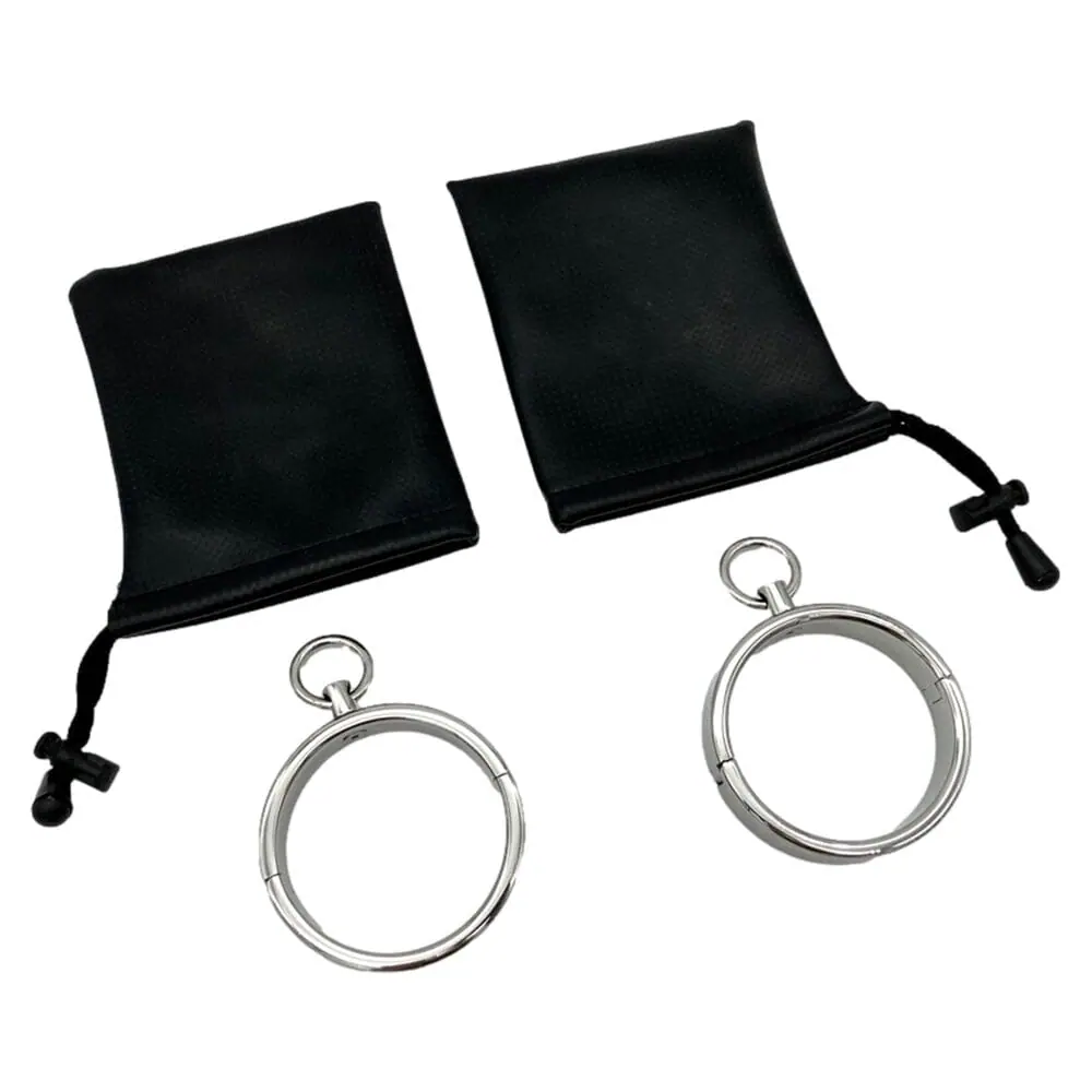 Pair of Stainless Steel Heavy Duty BDSM Wrist Cuffs - Image 5