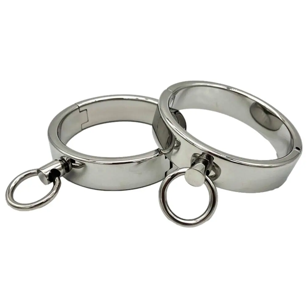 Pair of Stainless Steel Heavy Duty BDSM Wrist Cuffs
