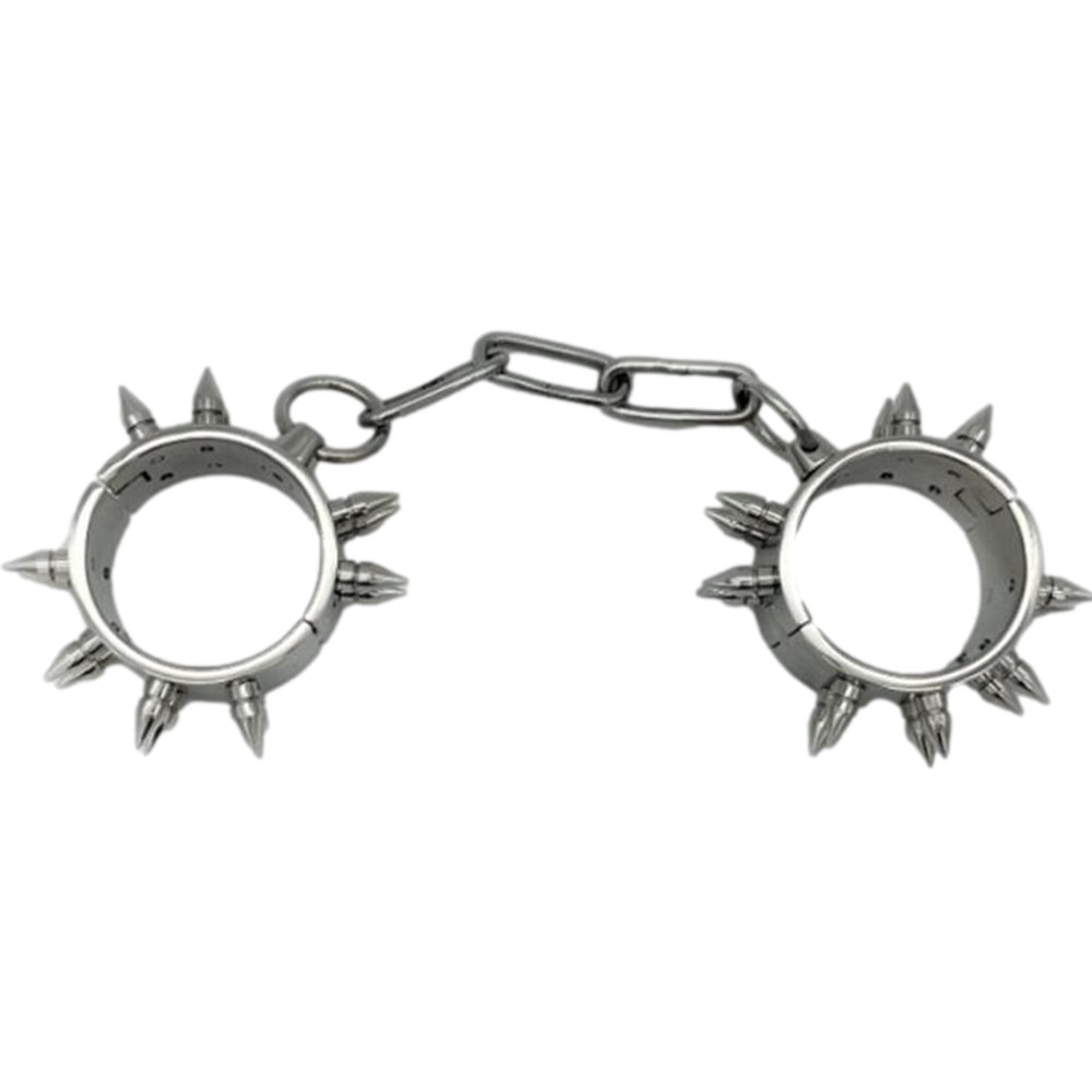 Spiked Stainless Steel Heavy Duty BDSM Handcuffs - Image 8