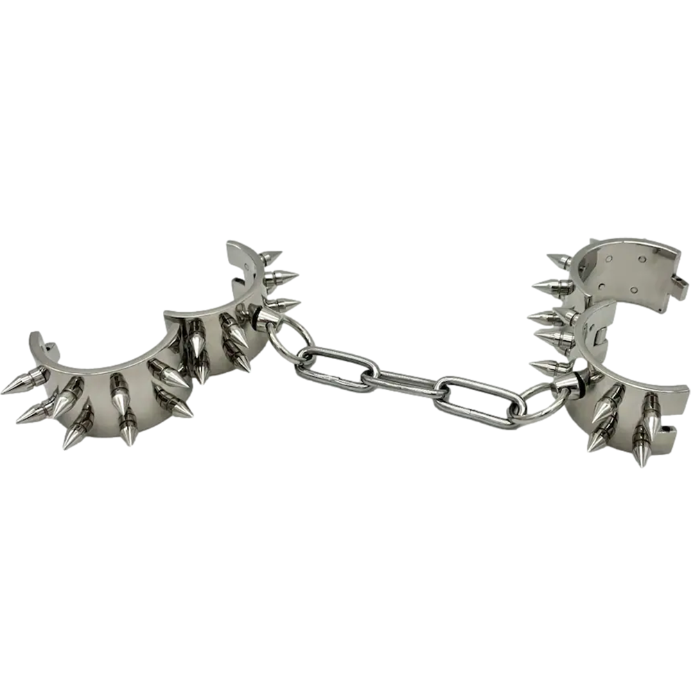 Spiked Stainless Steel Heavy Duty BDSM Handcuffs - Image 7