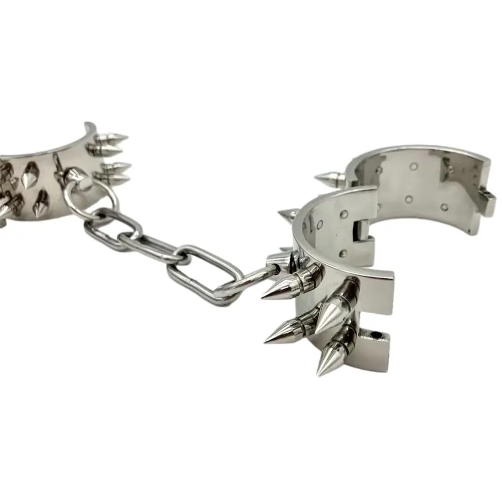 Spiked Stainless Steel Heavy Duty BDSM Handcuffs - Image 6