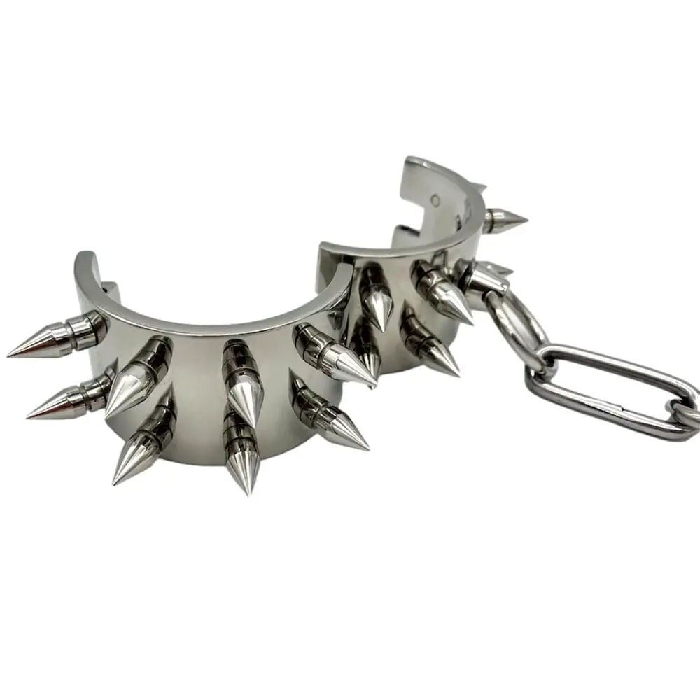 Spiked Stainless Steel Heavy Duty BDSM Handcuffs - Image 4