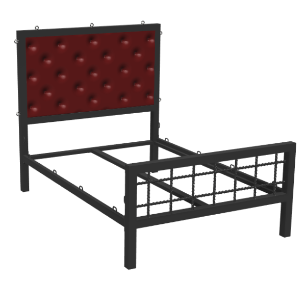 Double Rebar Bed With Padded Headboard